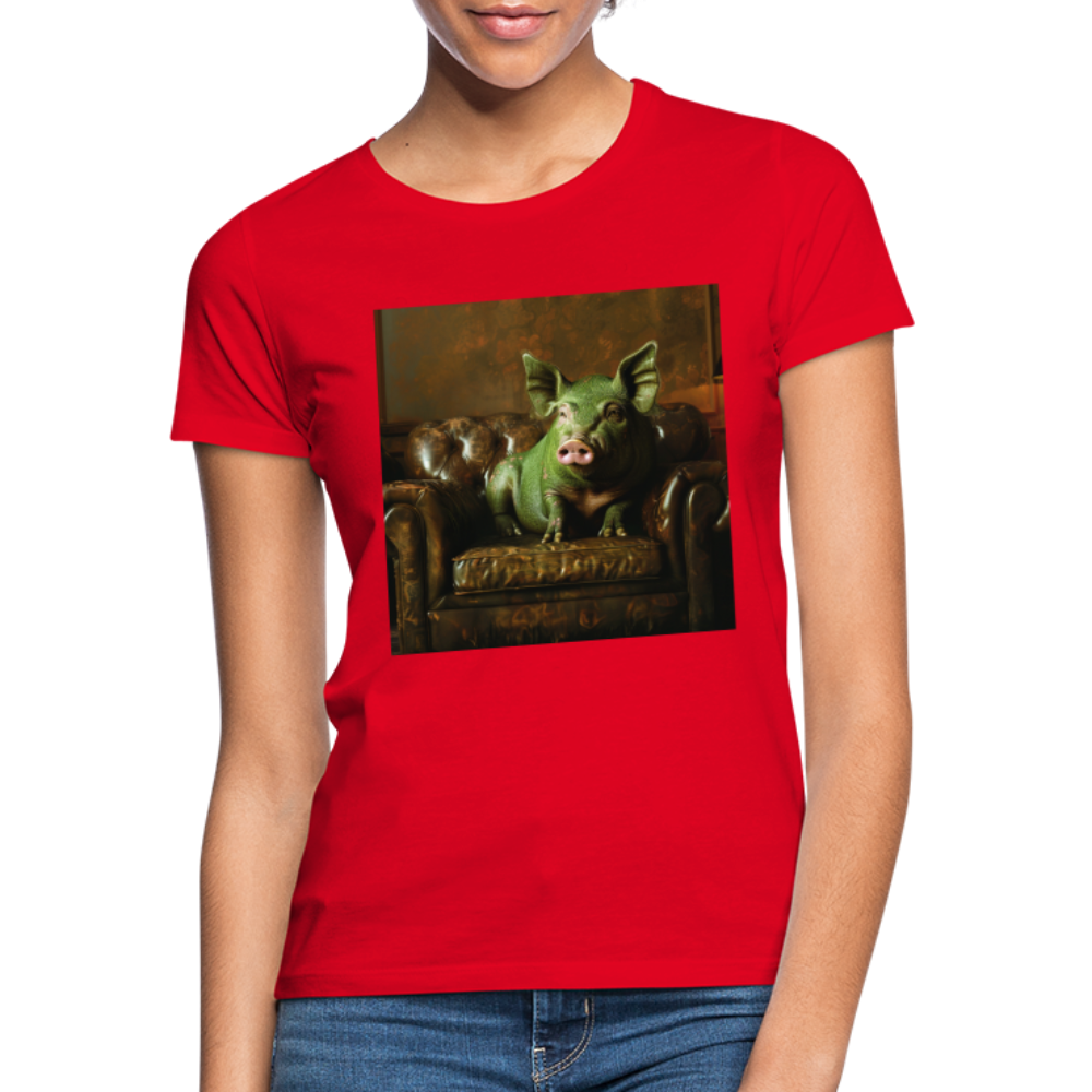 Grön Elegans, T-shirt dam - röd