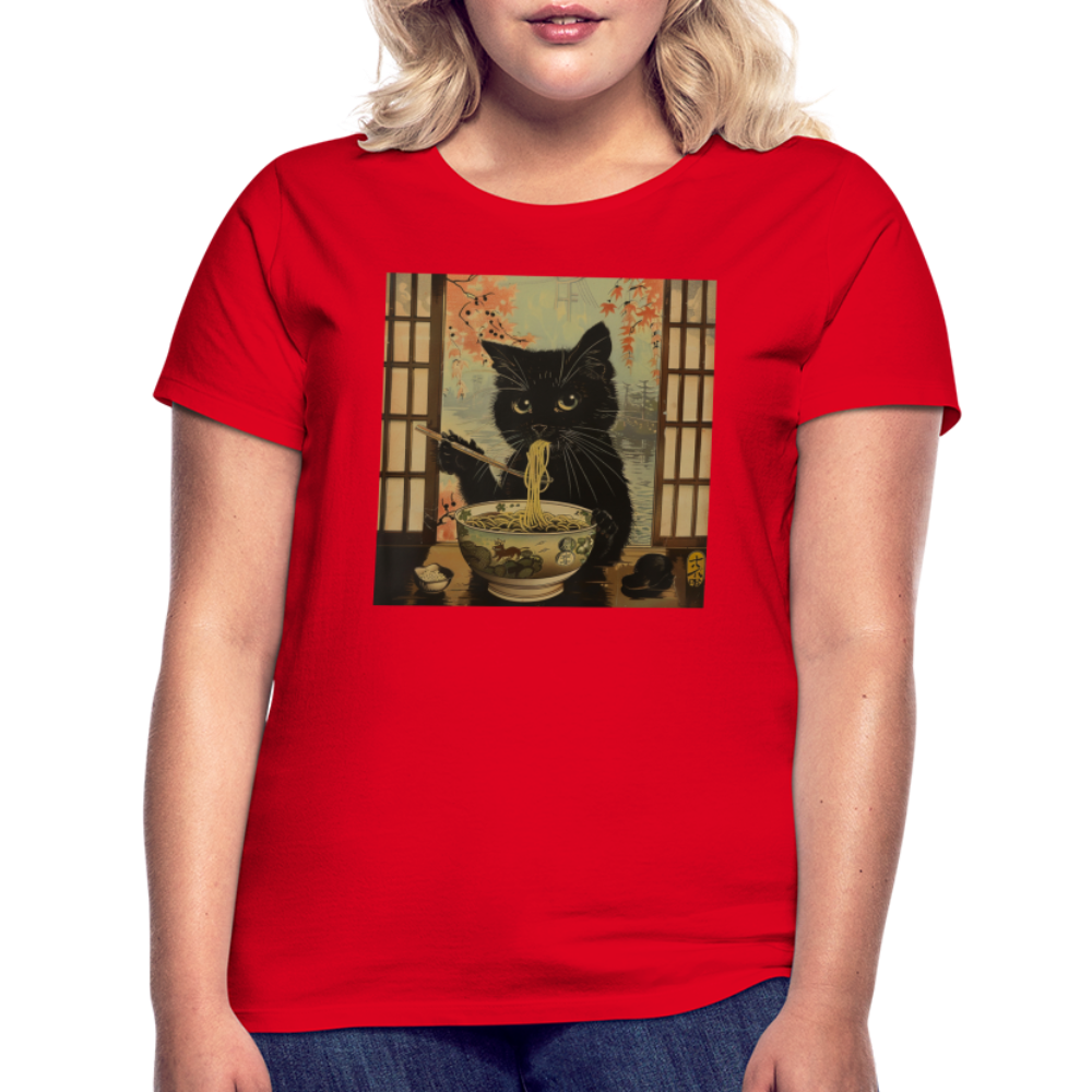 Ramenkatt, T-shirt dam - röd