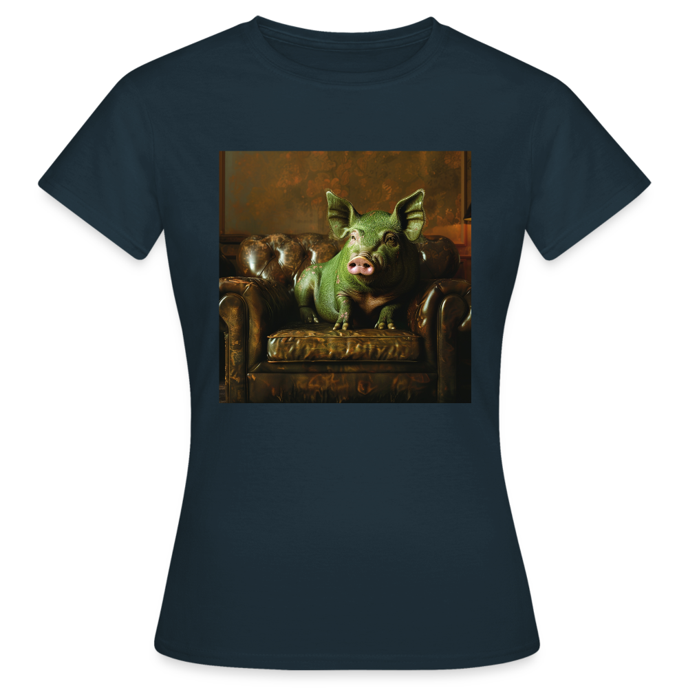 Grön Elegans, T-shirt dam - marinblå