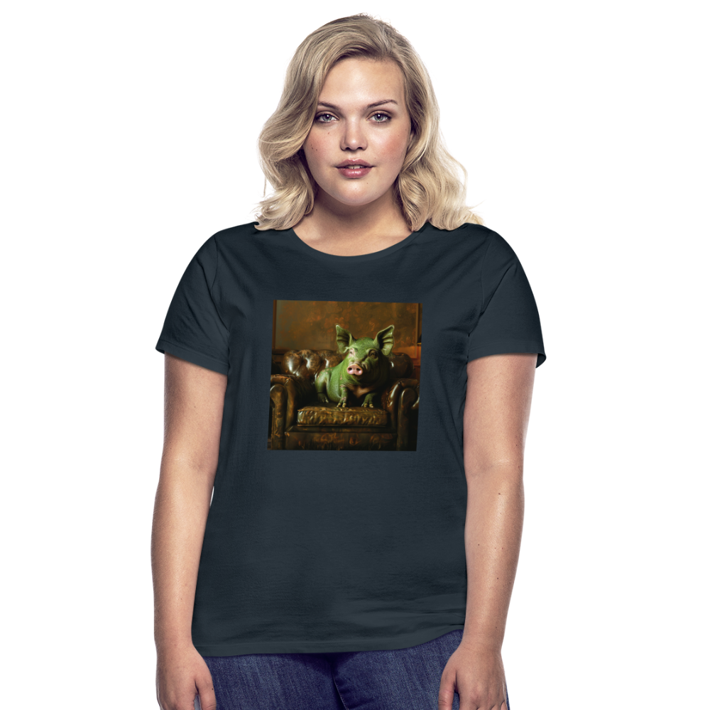 Grön Elegans, T-shirt dam - marinblå