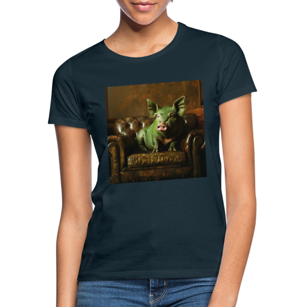 Grön Elegans, T-shirt dam - marinblå