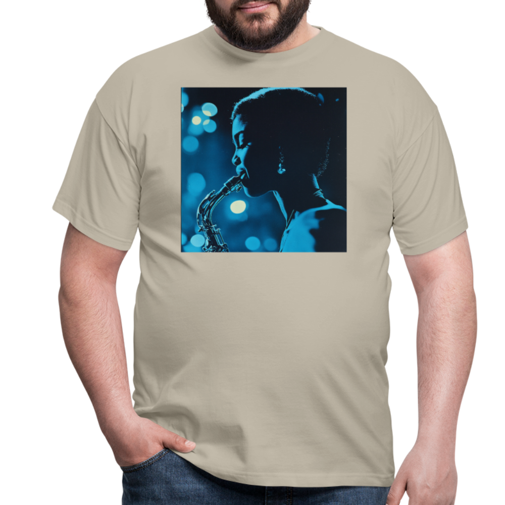 Blå toner i skymningen, T-shirt herr - sandbeige