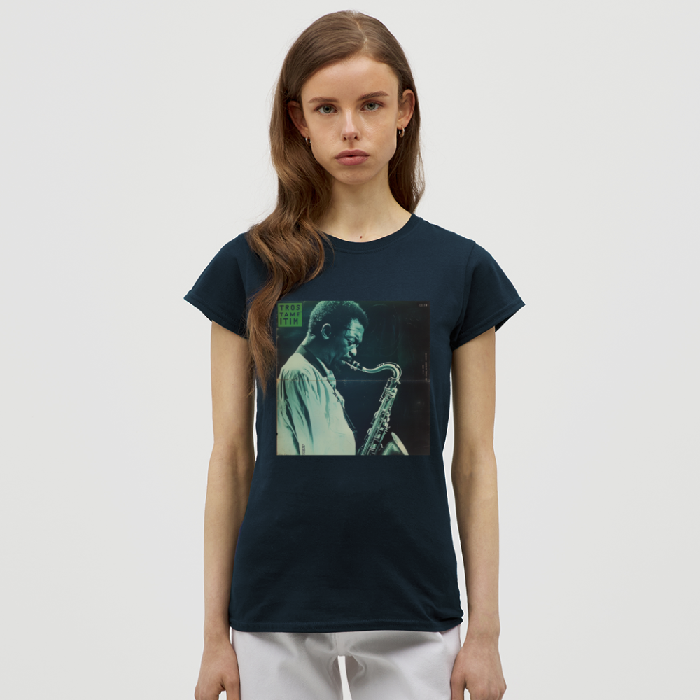Gåtfull figur i jazzens underground, T-shirt dam - marinblå
