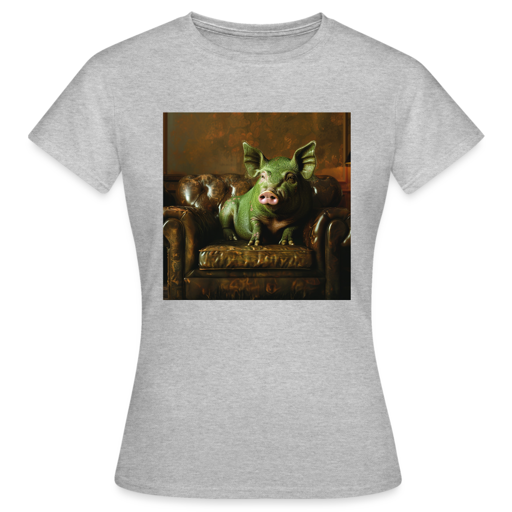 Grön Elegans, T-shirt dam - gråmelerad