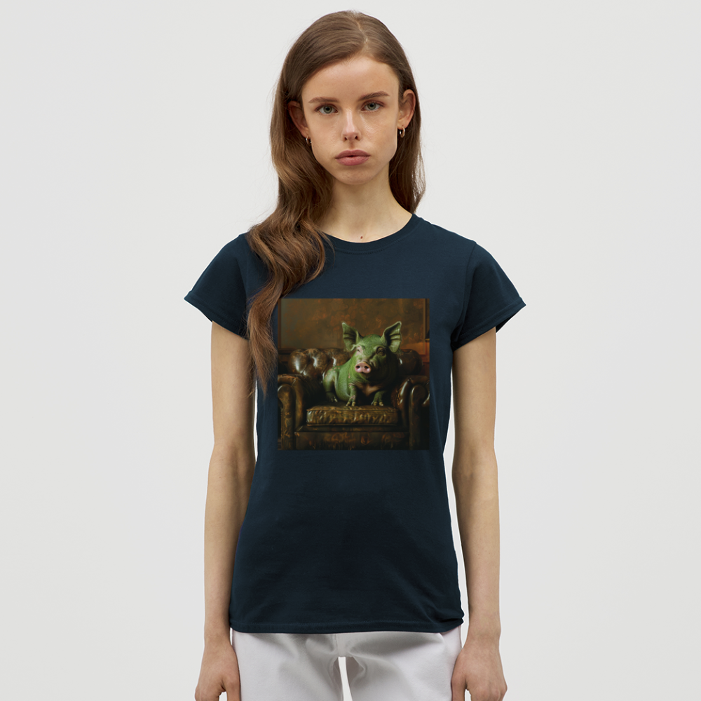 Grön Elegans, T-shirt dam - marinblå