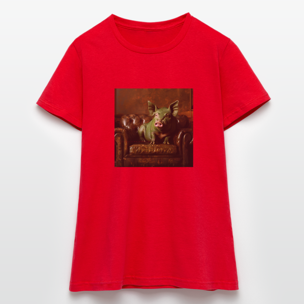 Grön Elegans, T-shirt dam - röd