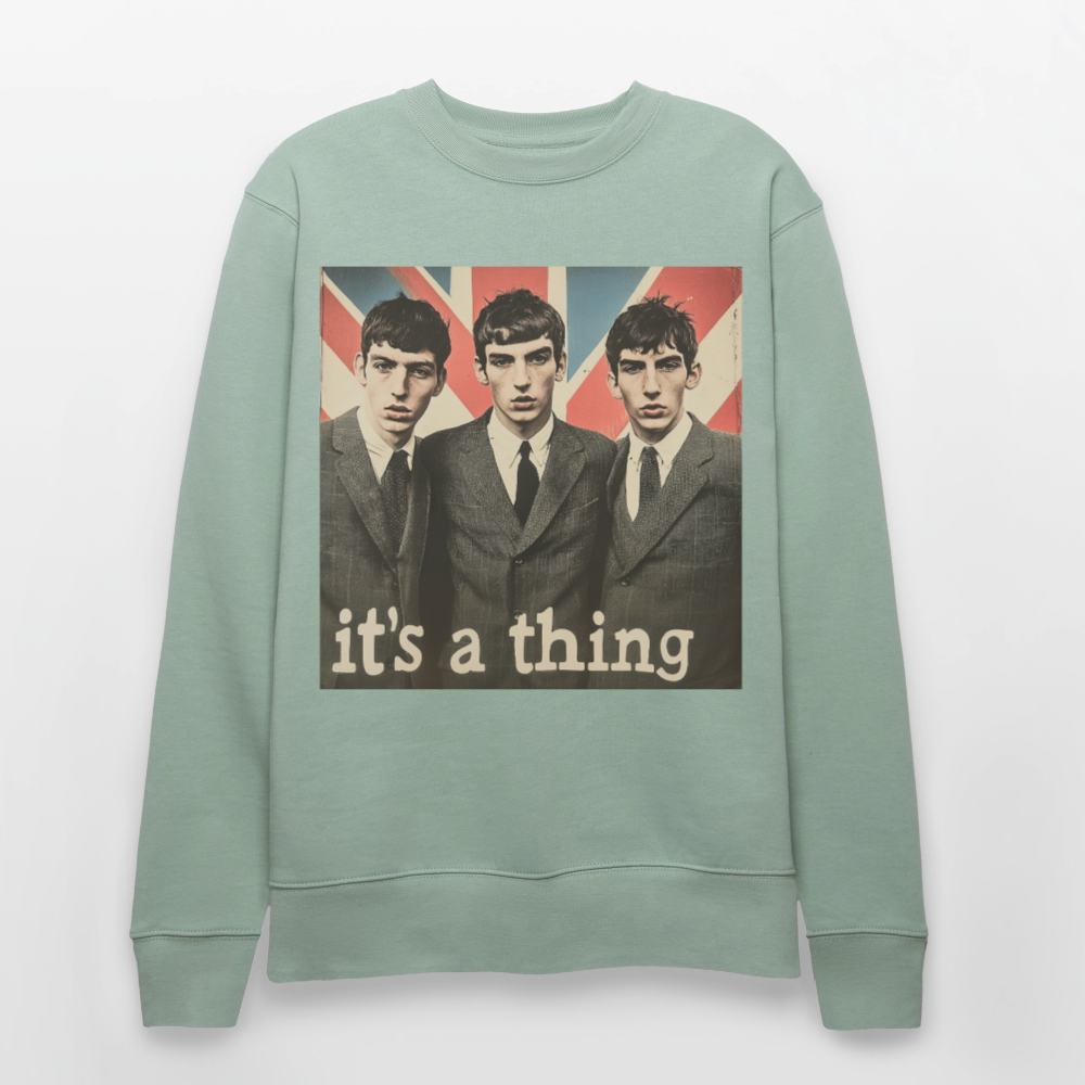 British, Bold & Unapologetic, Ekologisk sweatshirt CHANGER unisex från Stanley/Stella - ljus grågrön
