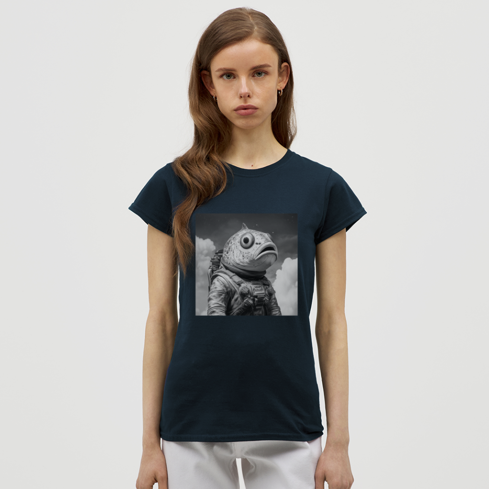 En ensam simtur i universum, T-shirt dam - marinblå