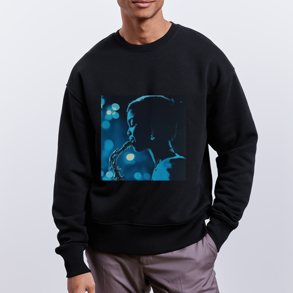 Blå toner i skymningen, Ekologisk oversizetröja RADDER unisex från Stanley/Stella - svart