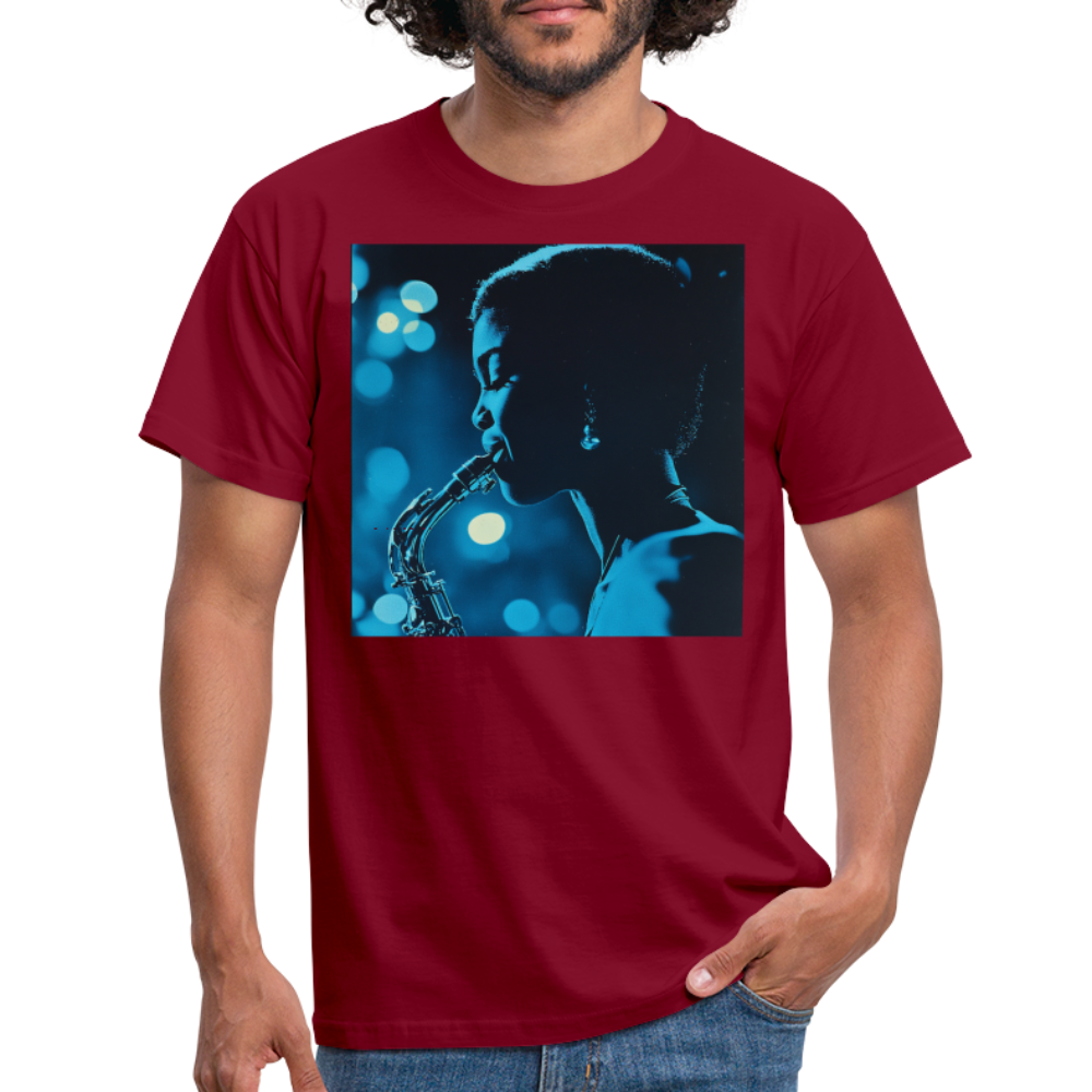 Blå toner i skymningen, T-shirt herr - tegelröd