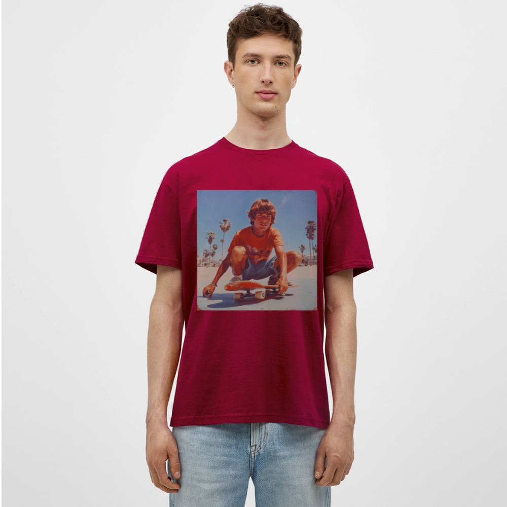 Sunset Vibes, 70s Style, T-shirt herr - tegelröd