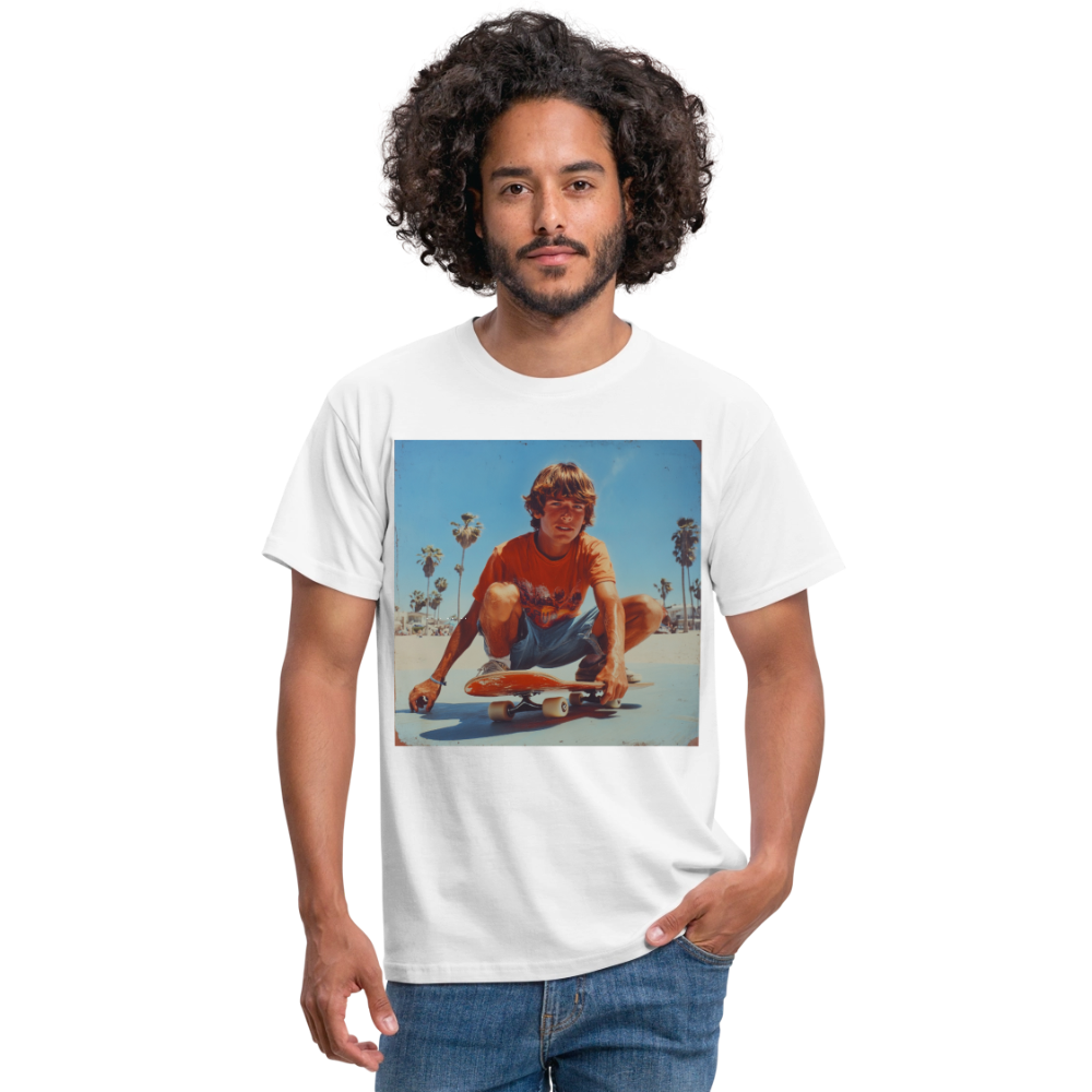 Sunset Vibes, 70s Style, T-shirt herr - vit