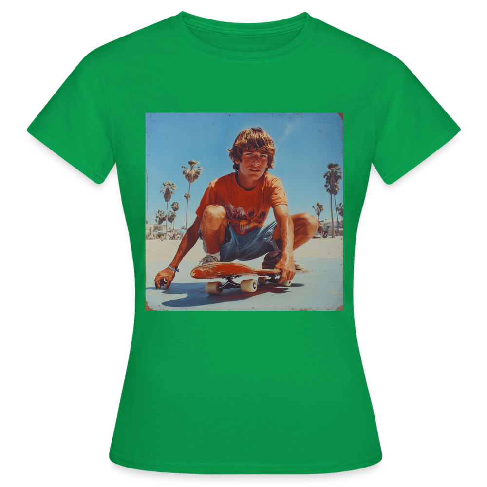 Sunset Vibes, 70s Style, T-shirt dam - kellygrön