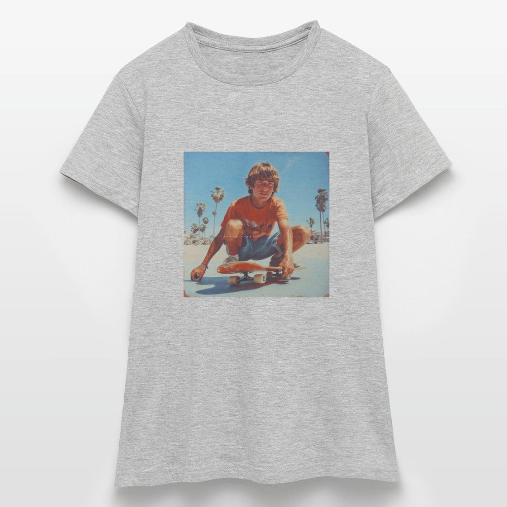 Sunset Vibes, 70s Style, T-shirt dam - gråmelerad