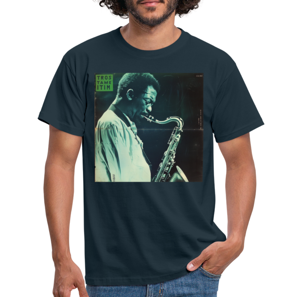 Gåtfull figur i jazzens underground, T-shirt herr - marinblå