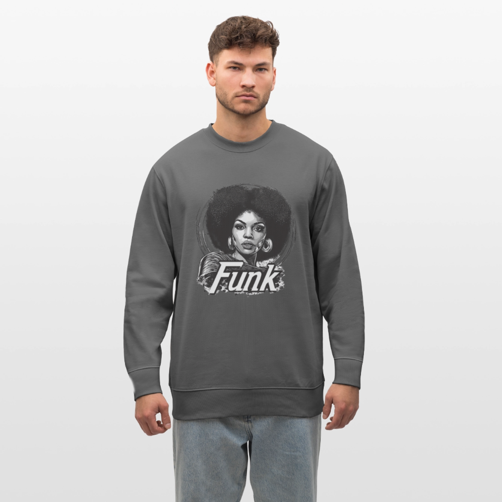 Funk Queen: Power in Motion (transparent bakgrund), Ekologisk sweatshirt CHANGER unisex från Stanley/Stella - kolgrå