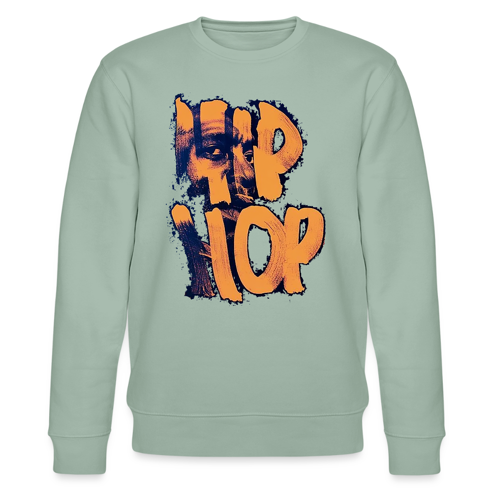 Raised on Boom Bap, Ekologisk sweatshirt CHANGER unisex från Stanley/Stella - ljus grågrön