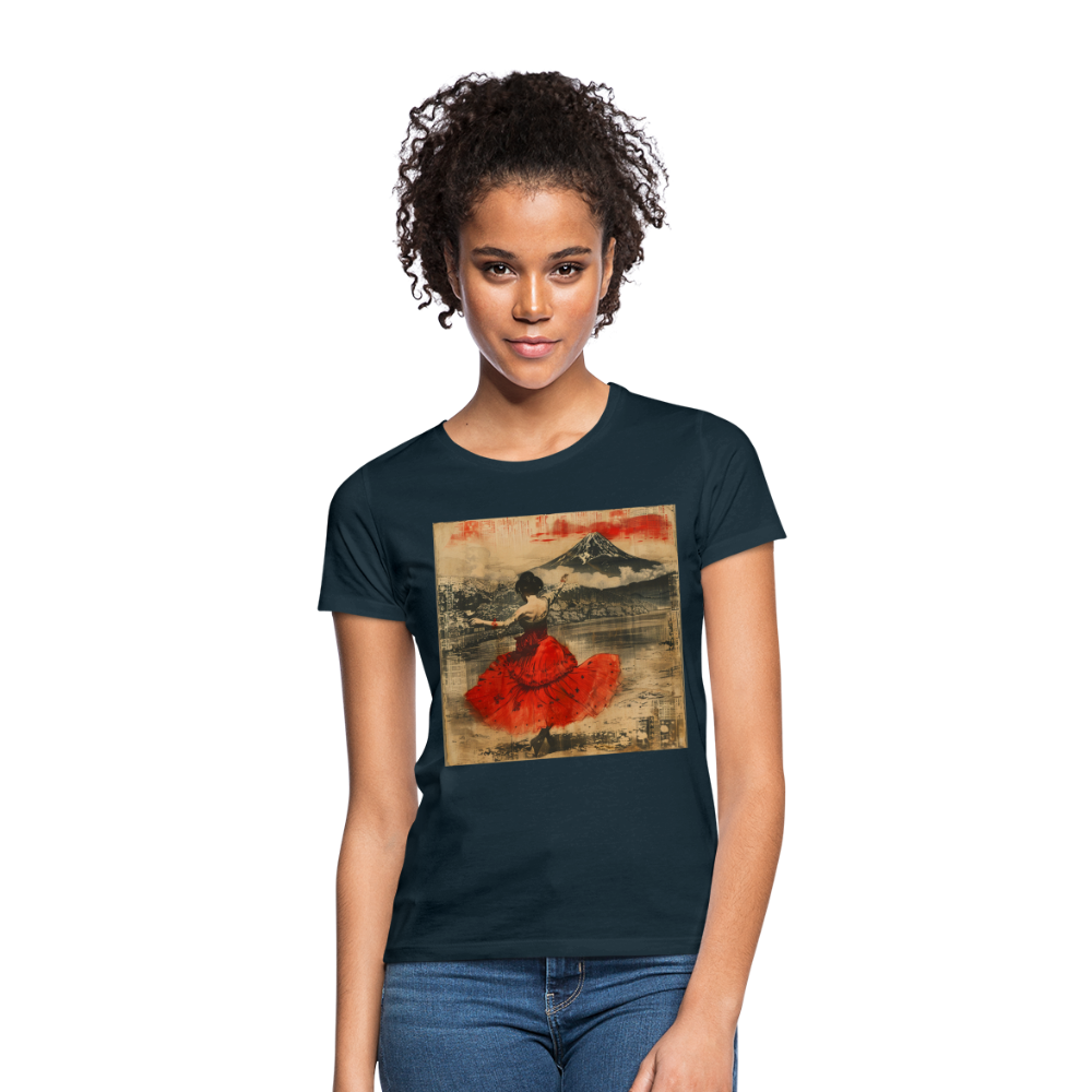 Flamenco i Solens Land, T-shirt dam - marinblå