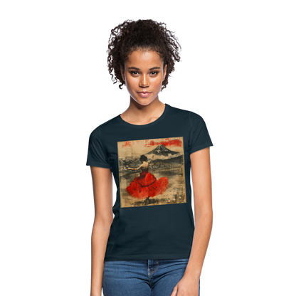 Flamenco i Solens Land, T-shirt dam - marinblå