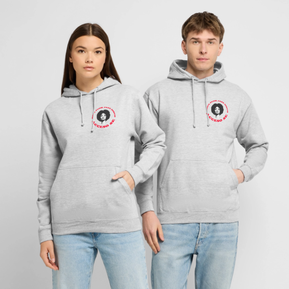 Where Music Lives – Powered by Acceso Family (small print), Luvtröja unisex - ljusgråmelerad