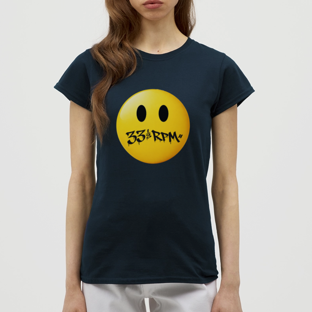 Turntable Grin, T-shirt dam - marinblå