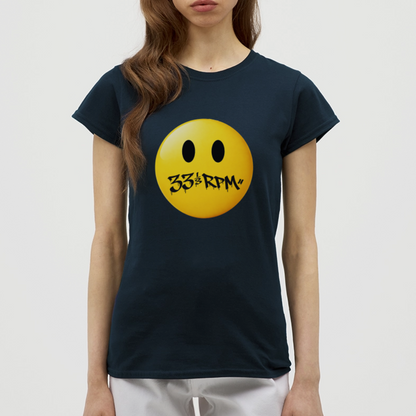 Turntable Grin, T-shirt dam - marinblå