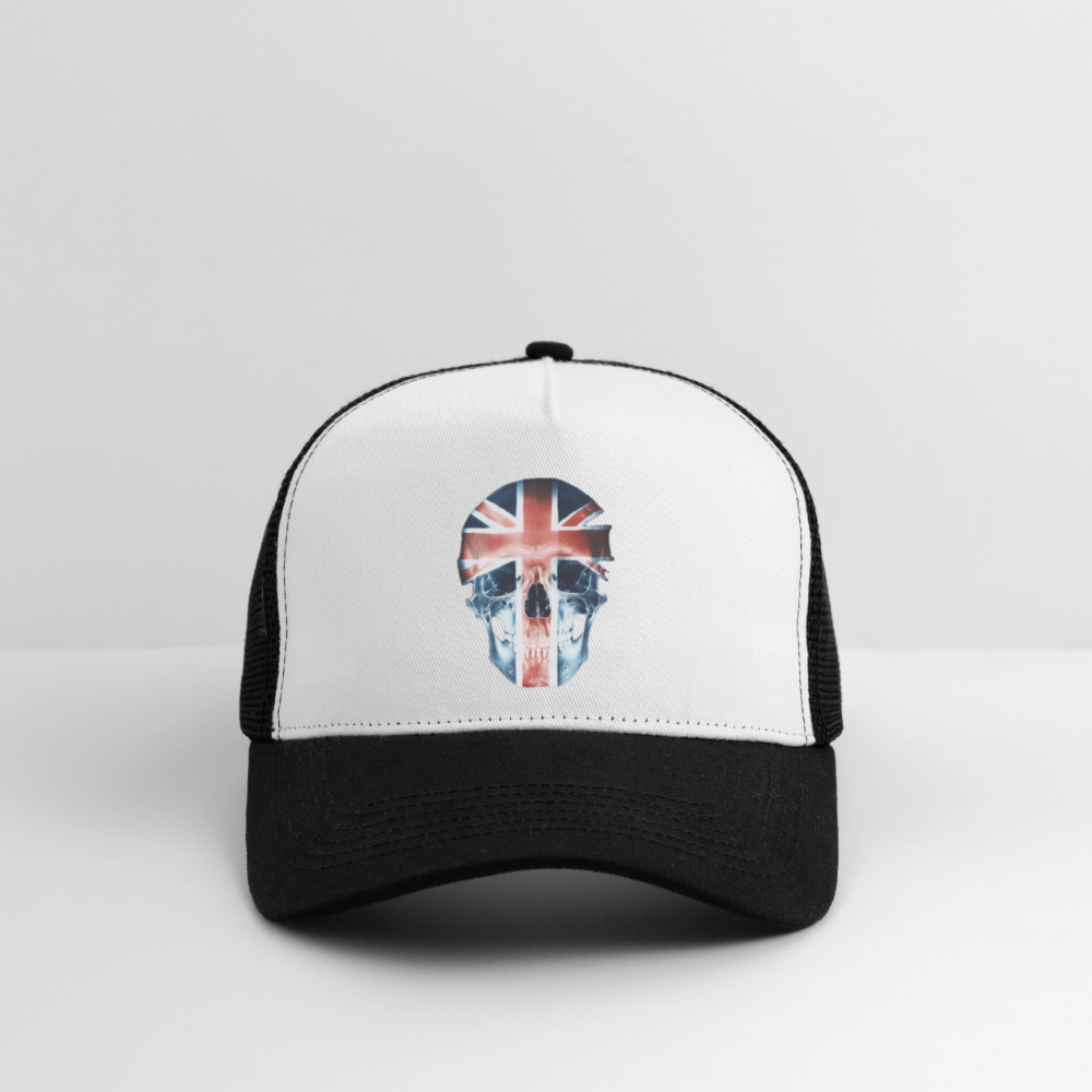 God Save the Skull, Trucker Cap - vit/svart
