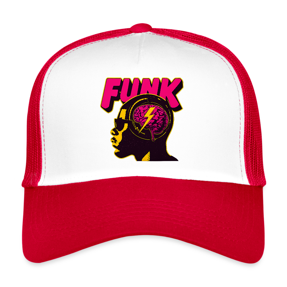 Funk Head, Trucker Cap - vit/röd