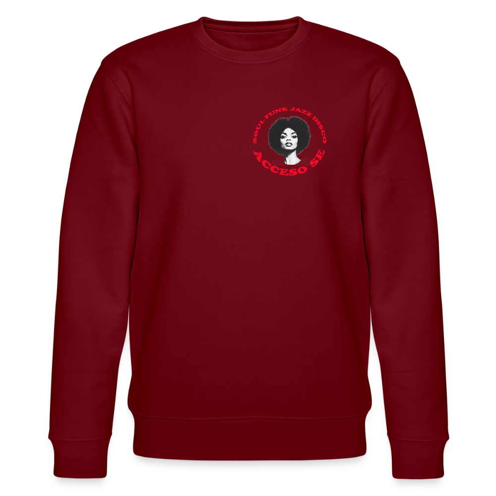 Where Music Lives – Powered by Acceso Family (small print), Ekologisk sweatshirt CHANGER unisex från Stanley/Stella - vinröd