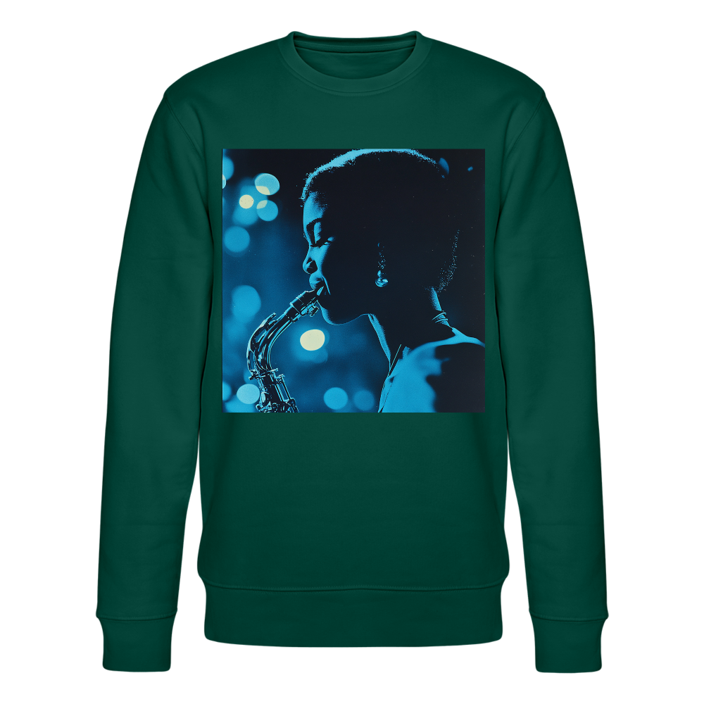 Blå toner i skymningen, Ekologisk sweatshirt CHANGER unisex från Stanley/Stella - skogsgrön