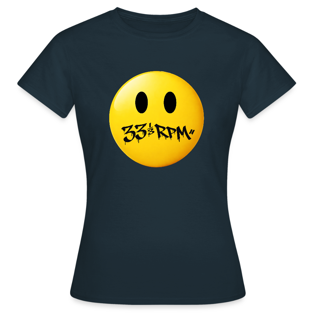 Turntable Grin, T-shirt dam - marinblå