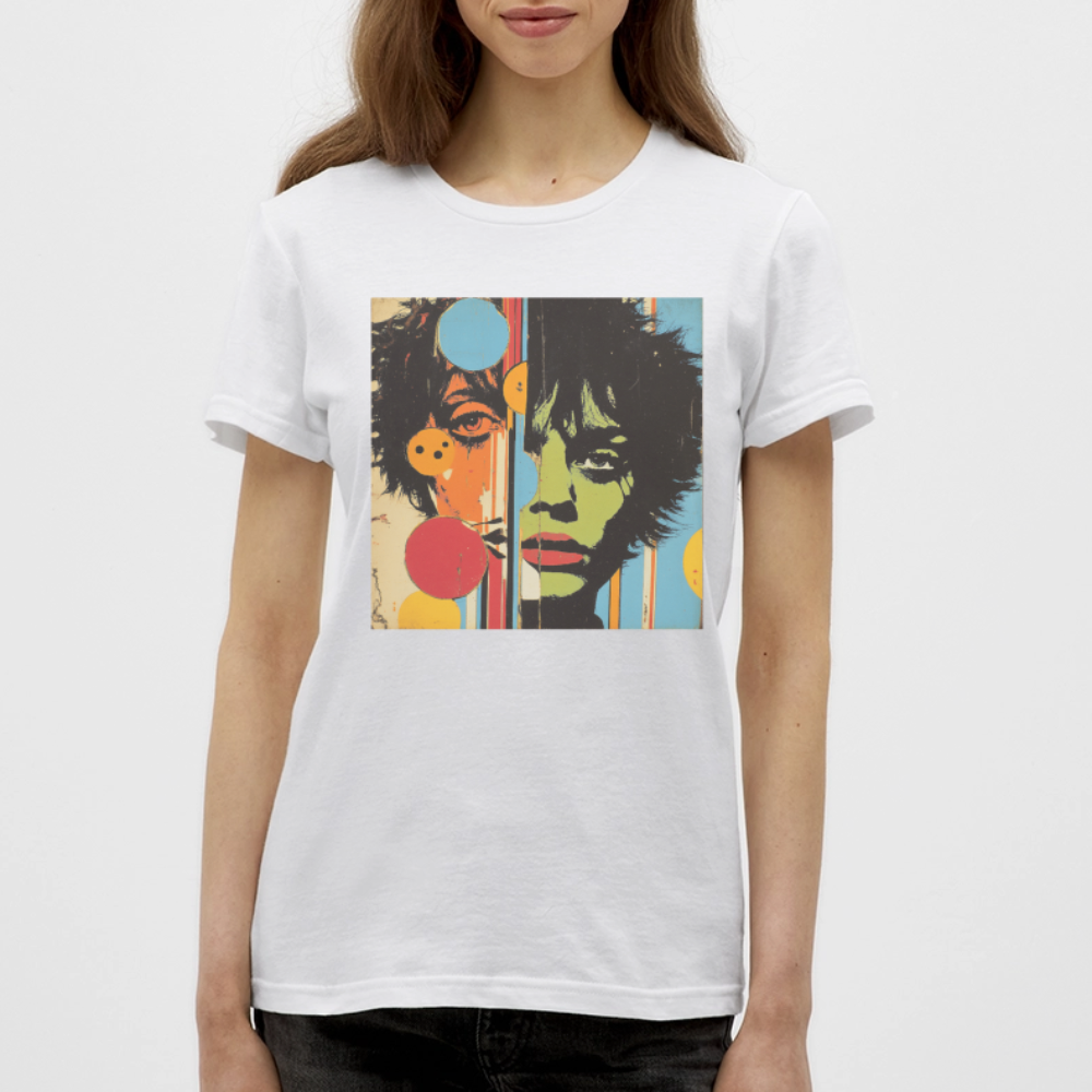 Split Faces, T-shirt dam - vit