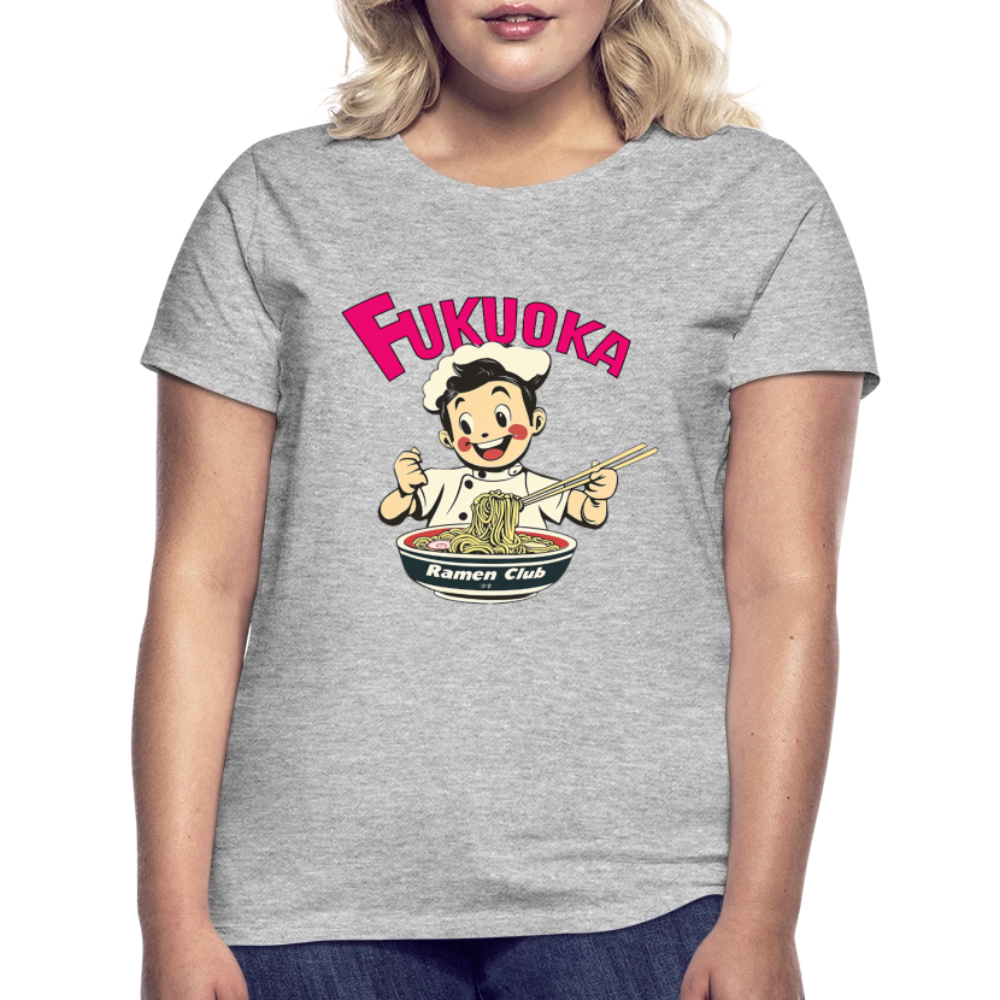 Fukuoka Ramen Club, T-shirt dam - gråmelerad