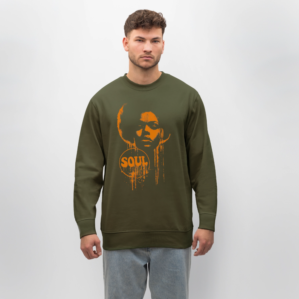 SOUL GLOW, Ekologisk sweatshirt CHANGER unisex från Stanley/Stella - kaki