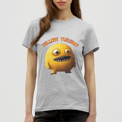 Yellow Tuesday – Funky, Not Blue, T-shirt dam - gråmelerad