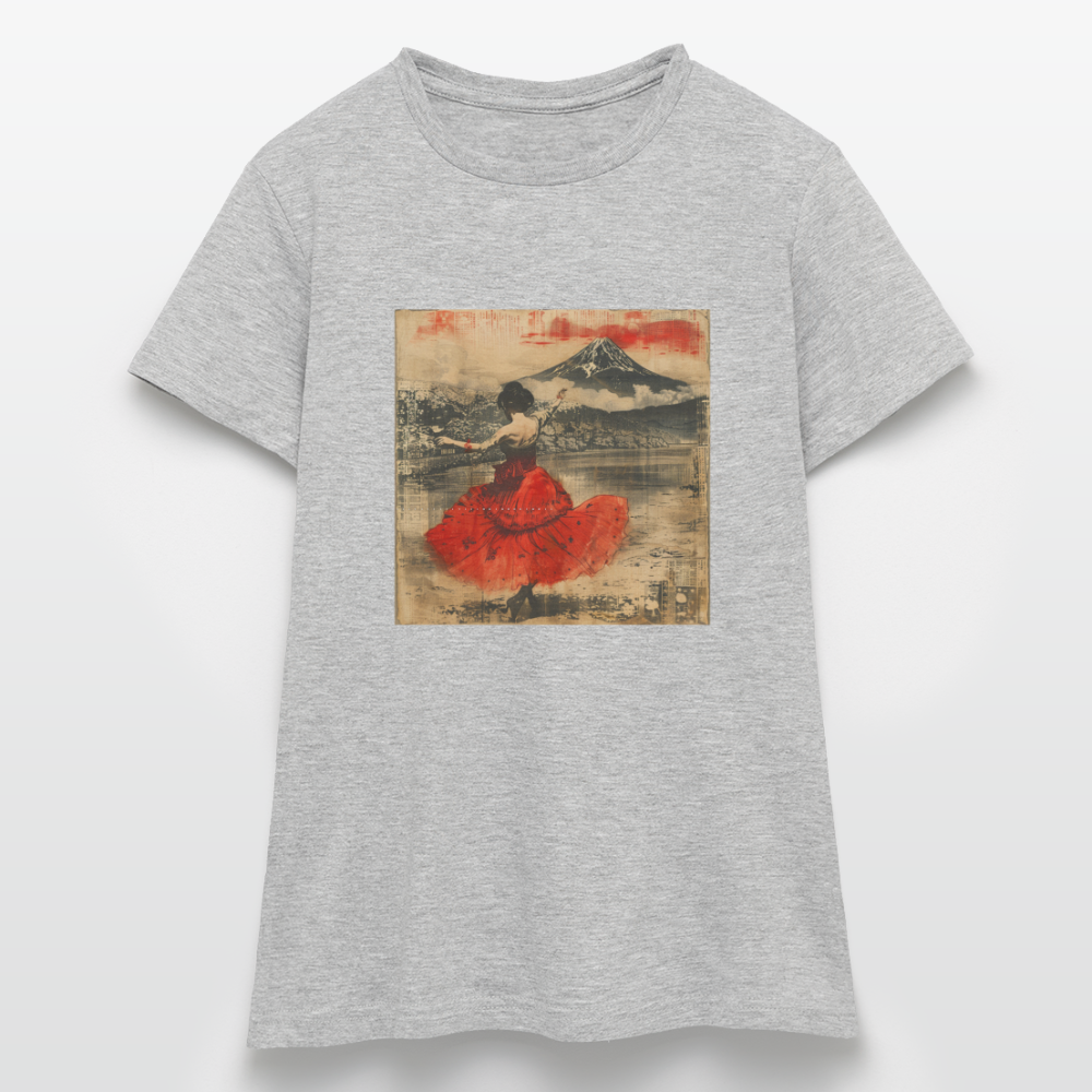 Flamenco i Solens Land, T-shirt dam - gråmelerad