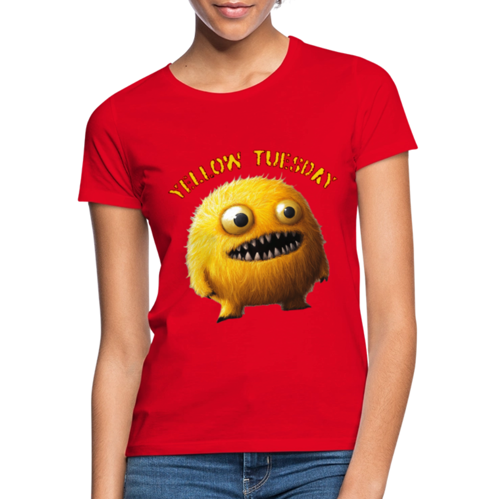 Yellow Tuesday – Funky, Not Blue, T-shirt dam - röd