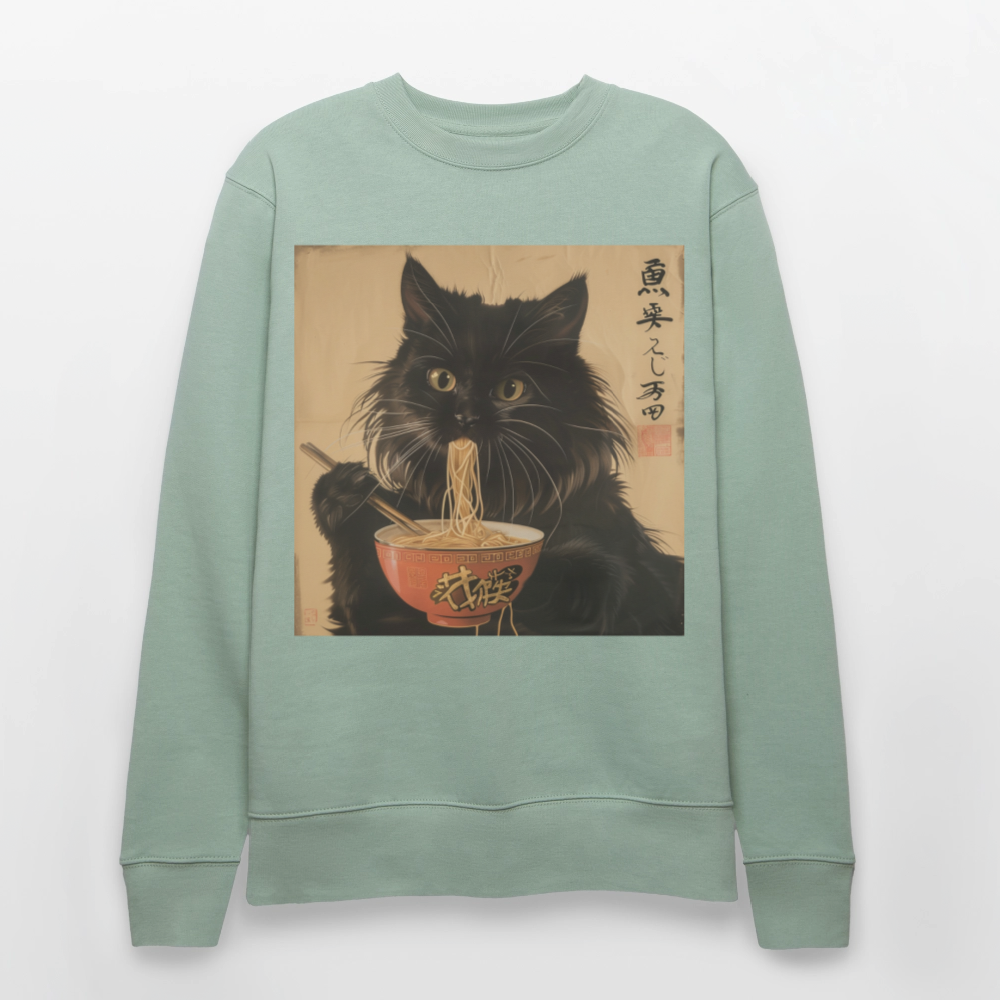 Kejsarens Katt och Ramens Hemlighet, Ekologisk sweatshirt CHANGER unisex från Stanley/Stella - ljus grågrön