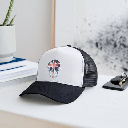 God Save the Skull, Trucker Cap - vit/svart