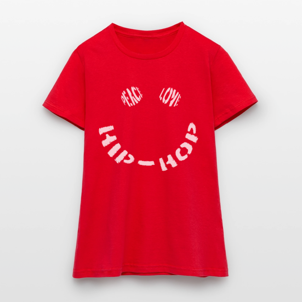 Peace, Love & Hip-Hop, T-shirt dam - röd