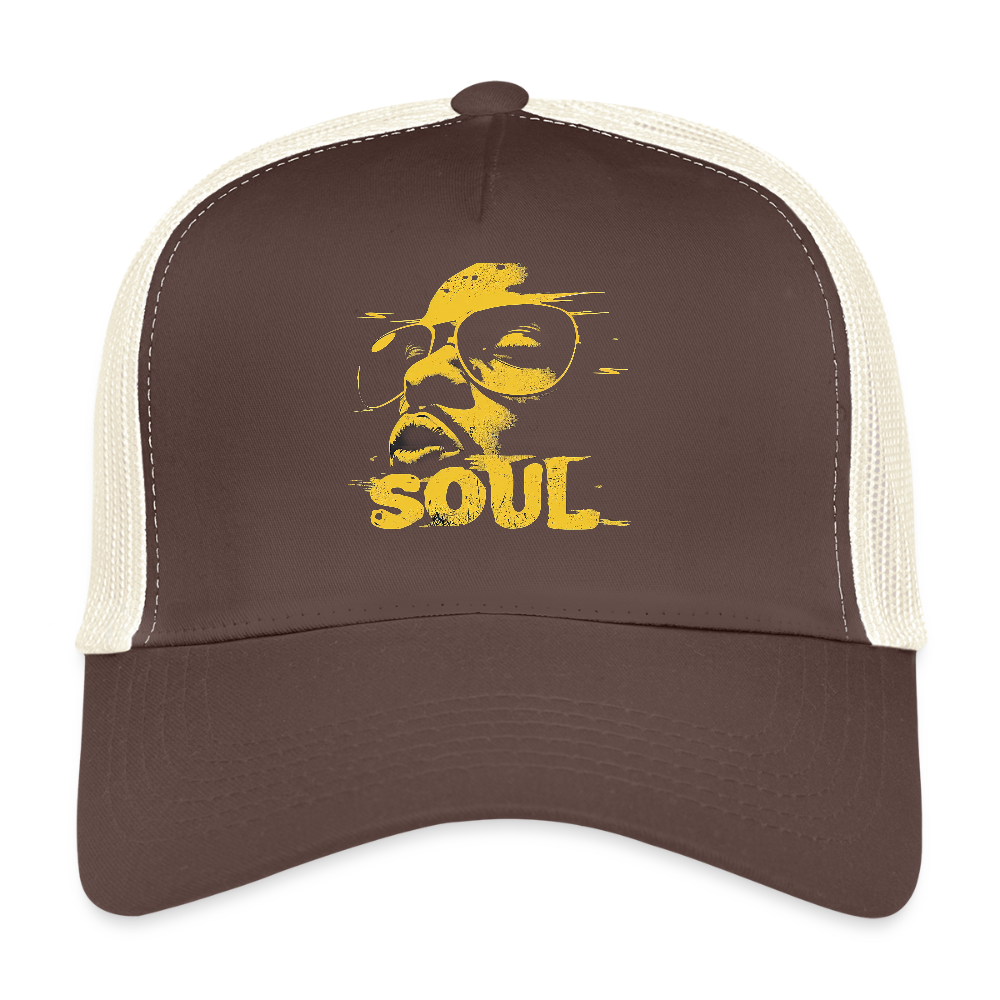 Funky Soul trucker cap i brun/beige — musikinspirerad keps från Acceso