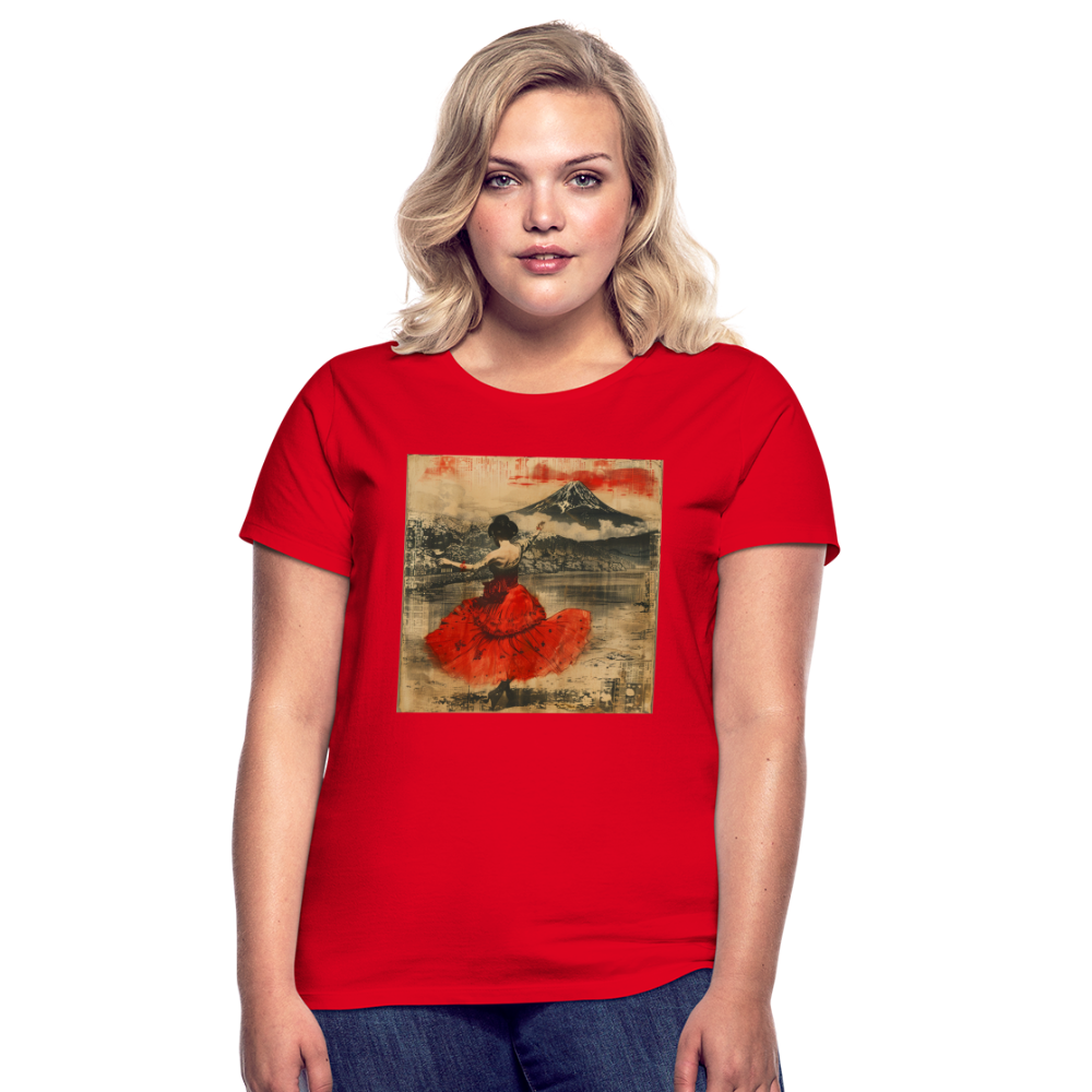 Flamenco i Solens Land, T-shirt dam - röd