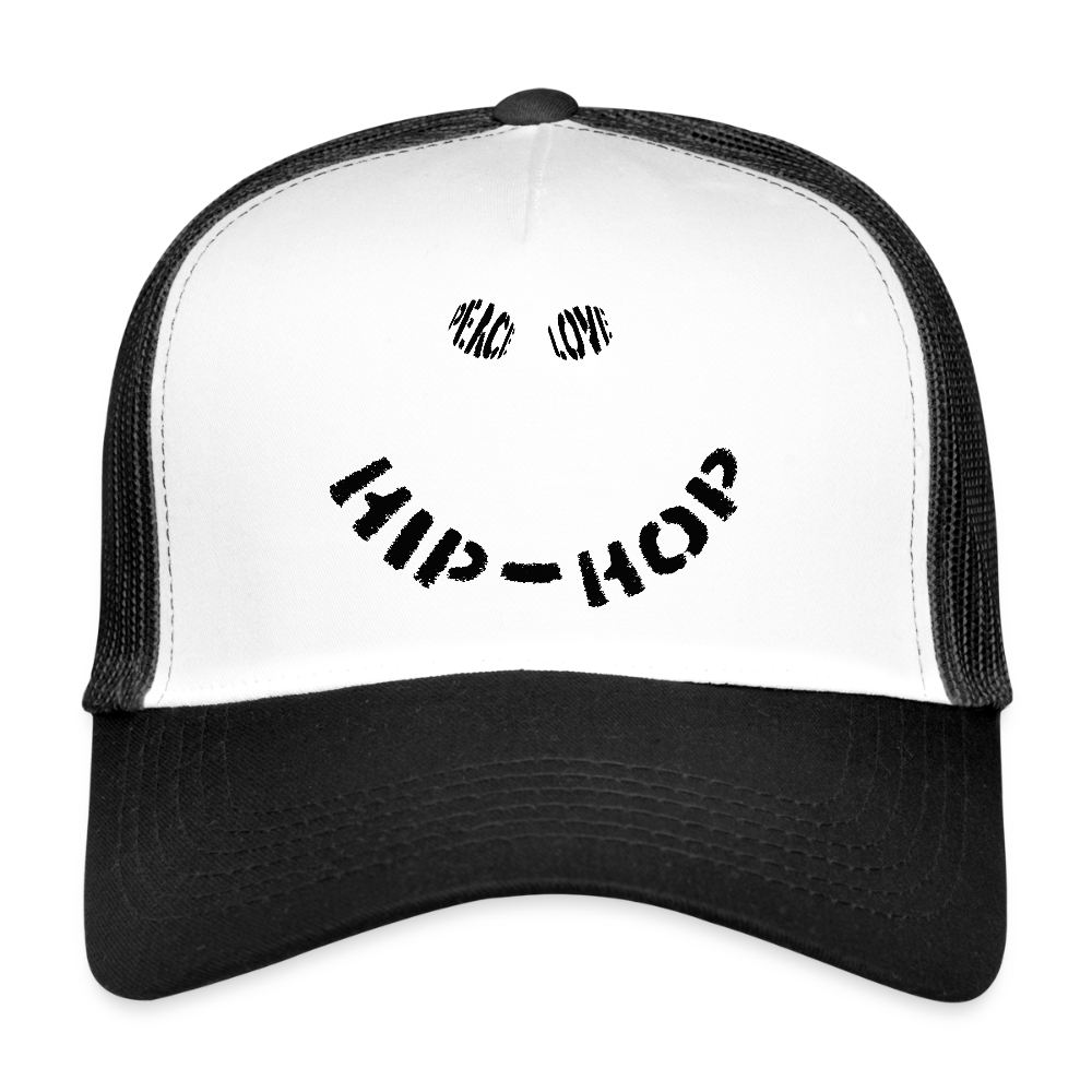 Peace, Love & Hip-Hop, Trucker Cap - vit/svart