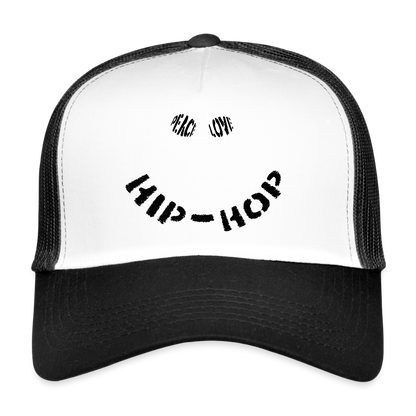 Peace, Love & Hip-Hop, Trucker Cap - vit/svart
