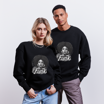 Funk Queen: Power in Motion (transparent bakgrund), Ekologisk oversizetröja RADDER unisex från Stanley/Stella - svart