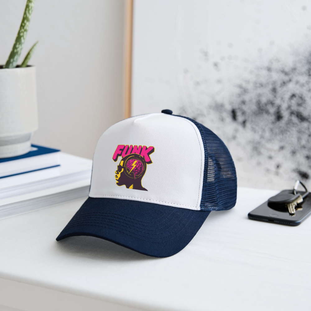 Funk Head, Trucker Cap - vit/marinblå