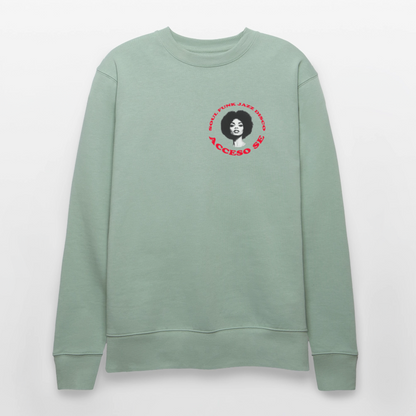 Where Music Lives – Powered by Acceso Family (small print), Ekologisk sweatshirt CHANGER unisex från Stanley/Stella - ljus grågrön