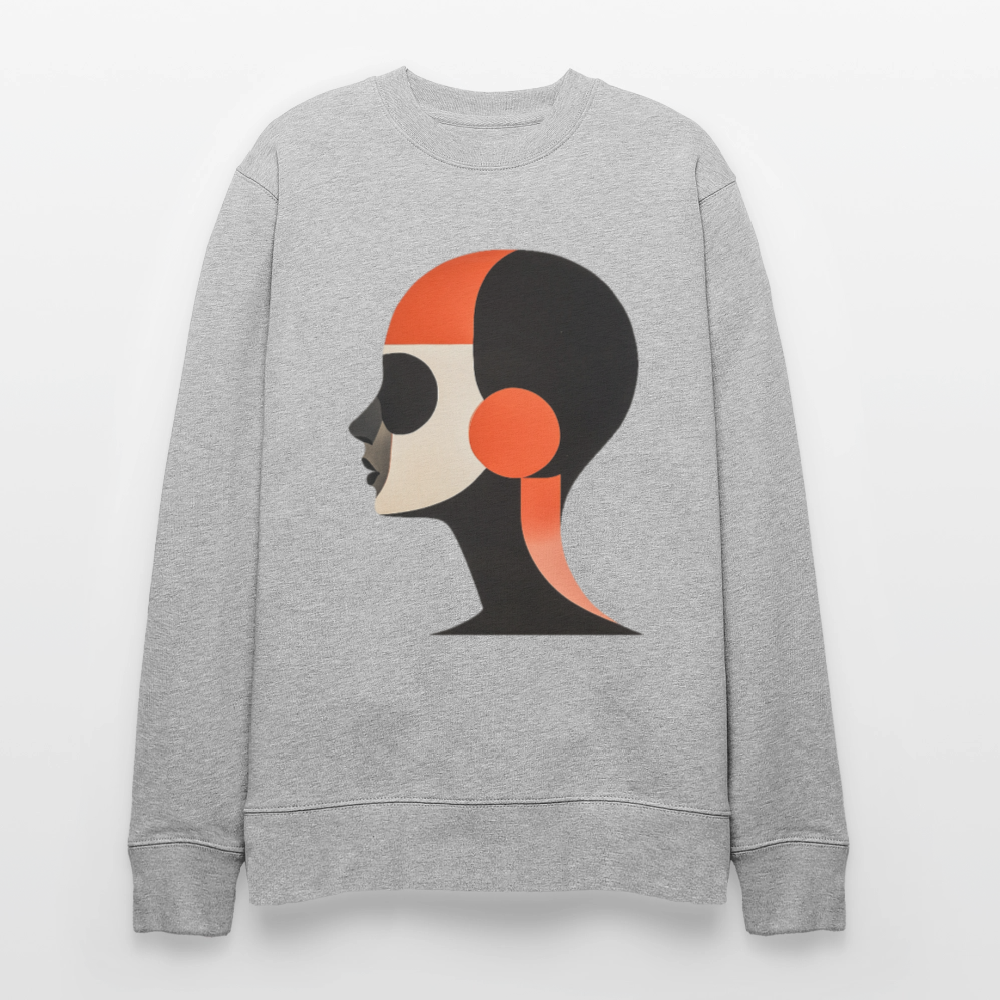 Kubistisk Skugga: Profil i Rött och Svart, Ekologisk sweatshirt CHANGER unisex från Stanley/Stella - gråmelerad