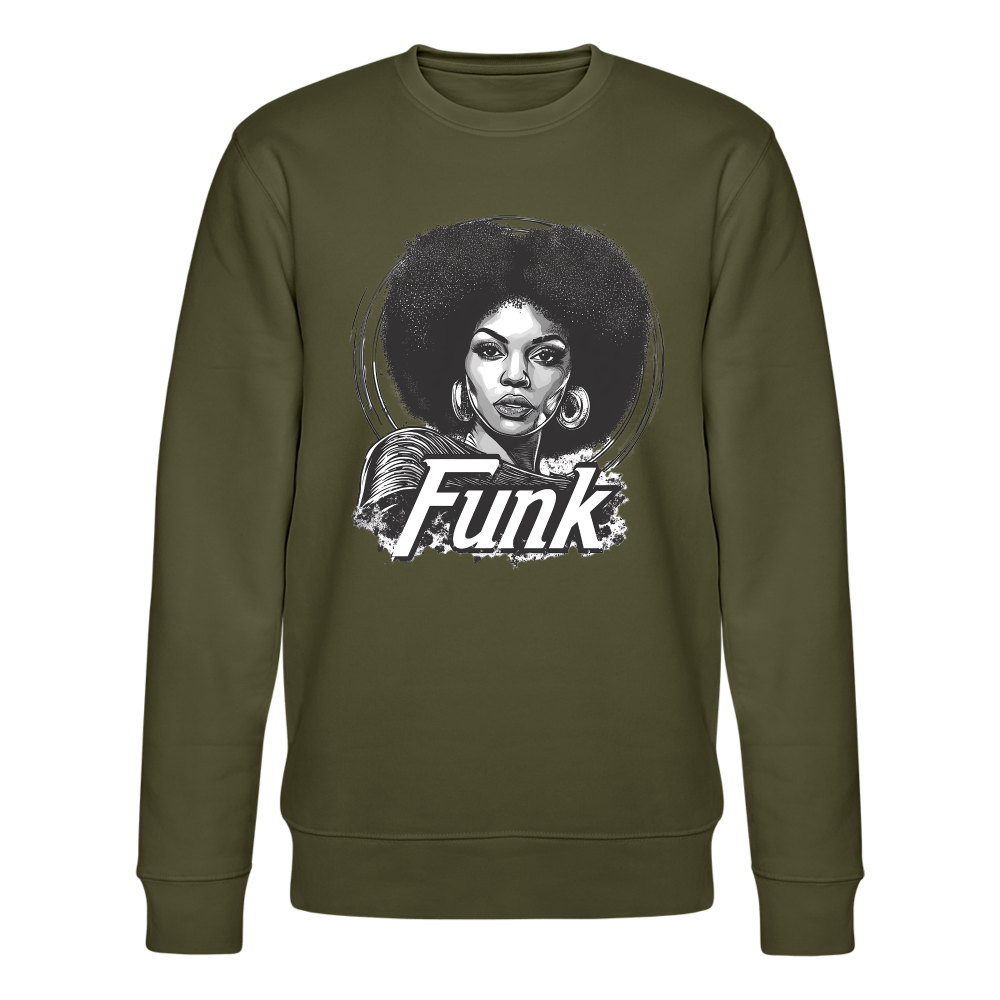 Funk Queen: Power in Motion (transparent bakgrund), Ekologisk sweatshirt CHANGER unisex från Stanley/Stella - kaki