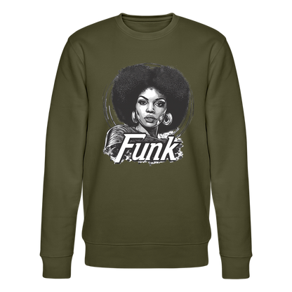 Funk Queen: Power in Motion (transparent bakgrund), Ekologisk sweatshirt CHANGER unisex från Stanley/Stella - kaki